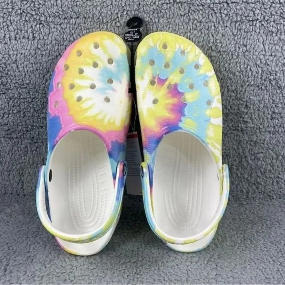 Crocs classic tie-dyed Clogs Graphic Unisex Womens 11 Mens 9‎ White Multi NEW